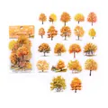 Set di 40 adesivi PET foresta autunnale con motivi di alberi dorati ad acquerello - Foresta del Vento d'Autunno