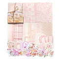 Pink vintage floral collage kit with butterfly stickers for DIY scrapbooking decor - Romance Coming