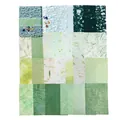 Green mixed material craft paper set with lace textures and buttons for DIY scrapbooking - Forest Evening Breeze