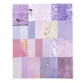 Purple textured scrapbooking paper set with lace mesh and pressed botanical leaves - Romance Story