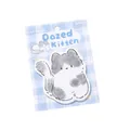 Schattige Dazed Kitten plaknotities in blauw geruite verpakking met 30 velletjes - Verward Katje