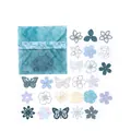 50er Pack florale Hohlraum-Sticker in Blau und Violett mit passendem Umschlag-Set - Gartenparty