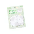 Cute white plush kitten shaped sticky notes with pastel green grid packaging - Plush Kitten