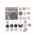 Pack de 50 autocollants rétro avec des découpes de fleurs et de papillons en papier - Les Nuages Et La Brume S'épanouissent Avec Des Fleurs
