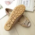 Flat peep toe shoes for women with slip-resistant rubber soles and metallic trim - EU 38 / Luxury Gold