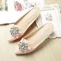 Pink pointed-toe mule shoes with rhinestone square buckle and glossy patent finish - EU 38 / Pink