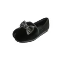 Women's black faux fur loafers with decorative bow and gold chain trim details - EU 34 / Black