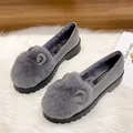 Dark grey plush platform loafers with fluffy faux fur and cute rabbit ear details - EU 34 / Gray