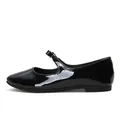 Classic black patent leather Mary Jane ballet flats with strap and round toe design - EU 34 / Black