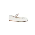 White satin ballet flats for girls with rhinestone strap and bow detail on the round toe - EU 38 / Satin White