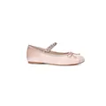 Pink satin ballet flats with rhinestone strap and bow accent in cherry blossom hue - EU 38 / Satin Pink