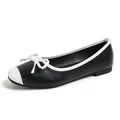 Chic ballet flats for women with black and white color block design and bow accent - 33 / Black