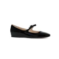 Glossy black patent leather Mary Jane ballet flats with elegant bow strap detail - EU 34 / Black