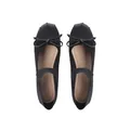 Black silk satin Mary Jane ballet flats with delicate bow and elastic strap details - EU 38 / Black