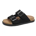 Sandales classiques en daim noir à double boucle avec sangles réglables et semelles épaisses - EU 35 / Noir
