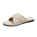 Sandales femmes à brides croisées tissées beige avec bout rond ouvert pour style d'été - EU 34 / Abricot (Pantoufles)
