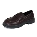 Mocasines de plataforma en cuero marrón oscuro con detalle de estrella y suela de goma - EU 35 / Marrón
