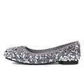 Sparkly silver sequin ballet flats for women with elegant bow and comfortable flat sole - EU 35 / Silver