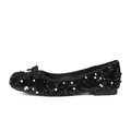 Elegant black sequin ballet flats for women with chic fabric bow decoration - EU 35 / Black