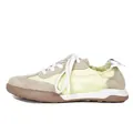 Women's beige and brown leather ballet sneakers with suede patchwork and rubber sole - EU 35 / Yellow