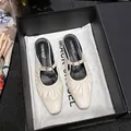 Elegant cream Mary Jane mules with ruched leather and diamond buckle in a premium shoebox - EU 35 / Apricot