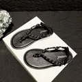 Women's outdoor flip-flop sandals in black with woven rope straps and adjustable velcro heel - 34 / Black Knot