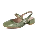 Mula Mary Jane retro francesa verde con detalle de perla y cadena metálica - EU 38 / Verde