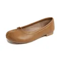 Brown Tabi flat shoes for women with split-toe design and bow detail on leather upper - EU 35 / Milk Tea