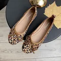 Elegant leopard print square toe ballet flats with ribbon bow and soft low block heel - EU 35 / Leopard Print