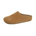Classic camel brown suede leather mule with round toe and ergonomic cork sole - EU 35 / Caramel color