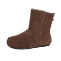 Dark brown suede women's snow boots with warm lamb wool lining and anti-slip rubber soles - EU 35 / Dark Brown