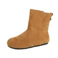 Women's tan suede leather winter boots with warm plush lining and non-slip rubber soles - EU 35 / Caramel color