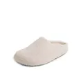 Plush beige faux lamb wool mule slippers with warm lining and non-slip rubber soles - 35 / Cream