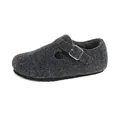 Charcoal grey felt platform Birkenstock clogs with adjustable metallic buckle strap - EU 35 / Dark Gray