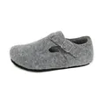 Grey felt platform clogs with warm fur lining and metal buckle adjustment - EU 35 / Light Gray