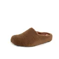 Brown faux lamb wool mule slipper for women featuring warm plush lining and non-slip sole - 35 / Dark Brown