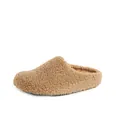 Cozy camel faux shearling closed-toe mules for women with warm fleece lining - 35 / Milk Tea