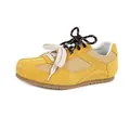 Mustard yellow suede leisure sneakers with unique double laces and brown rubber sole - 35 / Yellow