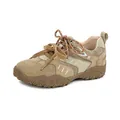 Khaki genuine leather platform sneakers with thick gum sole and double laces - EU 35 / Apricot