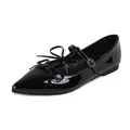 Classic black patent leather pointed toe Mary Jane flats with delicate bow details - EU 35 / Black
