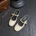 Cream white Mary Jane platform mules for women with buckle strap and 35mm heel height - White (Mules)