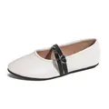 Elegant cream white Mary Jane flats with round toe and adjustable black buckle strap - EU 35 / White