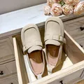 Khaki suede Birkenstock style loafers with 5cm height lift and metal buckle detail - EU 35 / Apricot