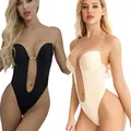 Body de espalda descubierta en negro y beige con tirantes transparentes para escote profundo - 3XL / Beige Y Negro