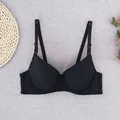 Minimalistischer schwarzer Push-Up-BH mit Mesh-Struktur und verstellbaren Trägern flach - 70B / Schwarz