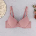 Damen Push-up BH in Altrosa mit feiner Rippenstruktur und verstellbaren Trägern für Komfort - 70B / Altrosa