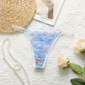 Light blue floral lace panties with colorful butterfly prints and adjustable side straps - Light Blue Butterfly Style (YS025)
