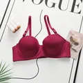 Reggiseno senza cuciture rosso vino con pizzo e spalline regolabili per donna, elegante - S / Rosso