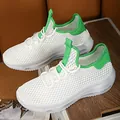 White breathable mesh sneaker with vibrant lime green trim and clear cushioned sole - 40 / Green