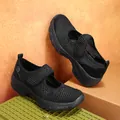 Black mesh Mary Jane sneakers with breathable mesh upper and velcro strap for summer - EU 35 / Black